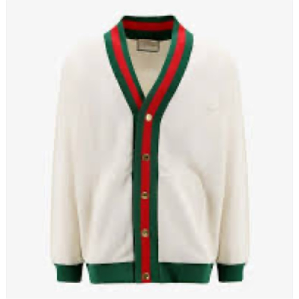 Gucci cotton jersey cardigan with Web detail size XL made in Italy